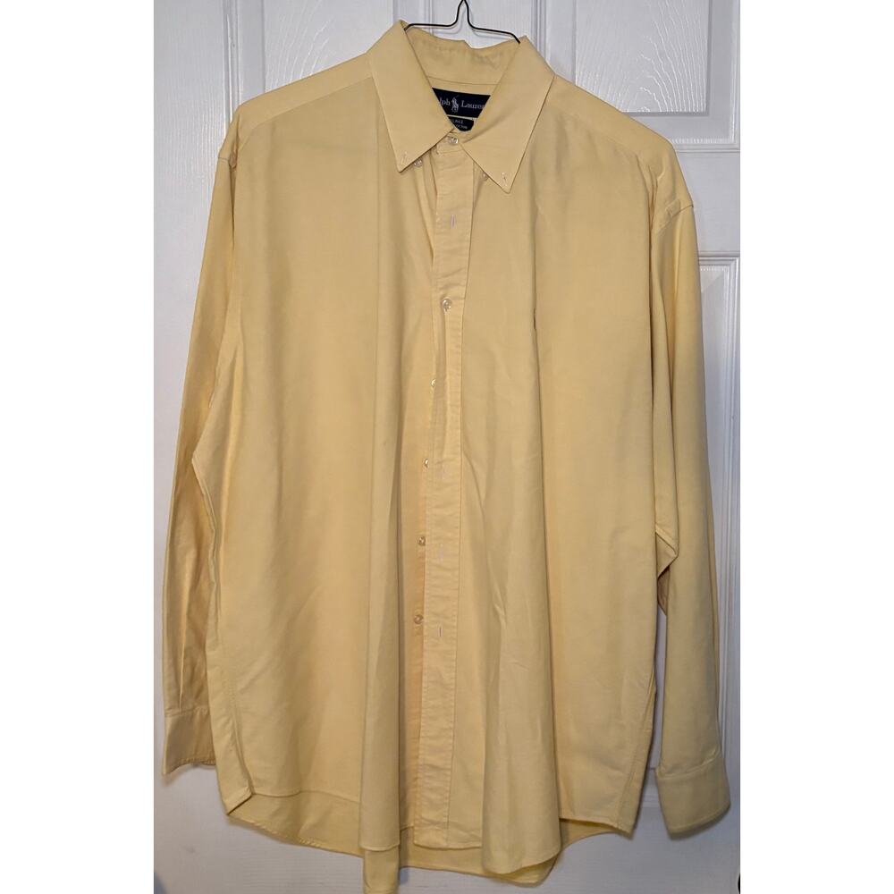 Ralph Lauren Blake pale yellow long sleeve button down men’s shirt size XL